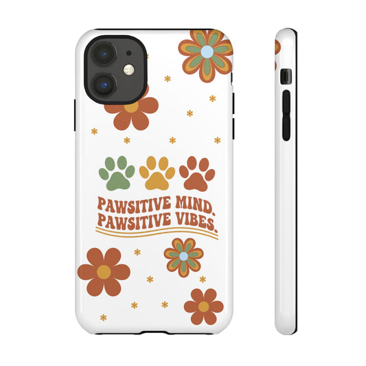 "Pawsitive Mind, Pawsitive Vibes" Retro 70s Floral Phone Case – KindPawsClub Protective Tech Wear