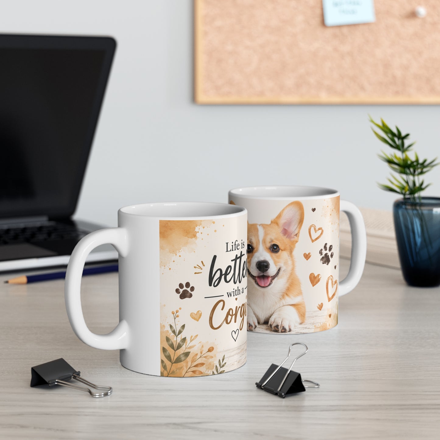Corgi Coffee Mug - "Life is Better with a Corgi" Ceramic 11oz