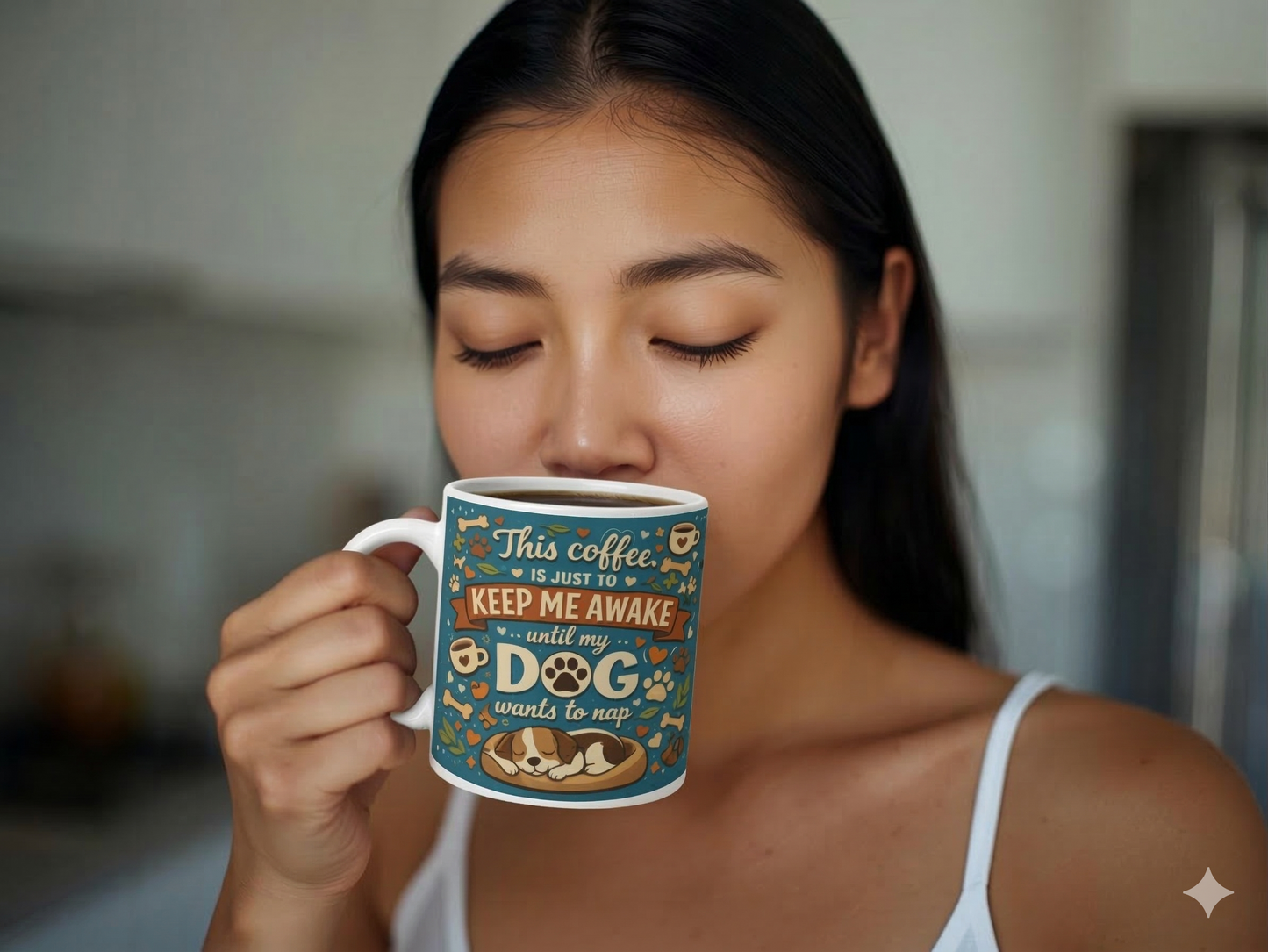 "Coffee & Dog Naps" Retro Mug – 70s Aesthetic Humorous Pet Lover Coffee Cup