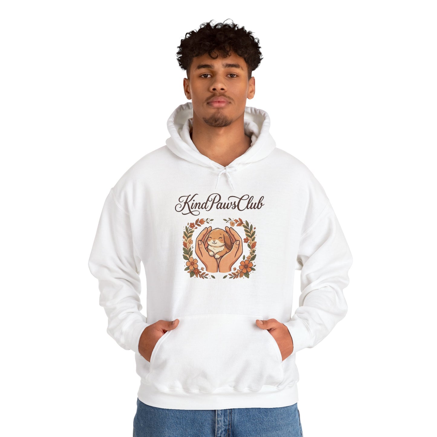 KindPawsClub Retro Bunny "Gentle Hearts" Hoodie – 70s Minimalist Wellness Streetwear