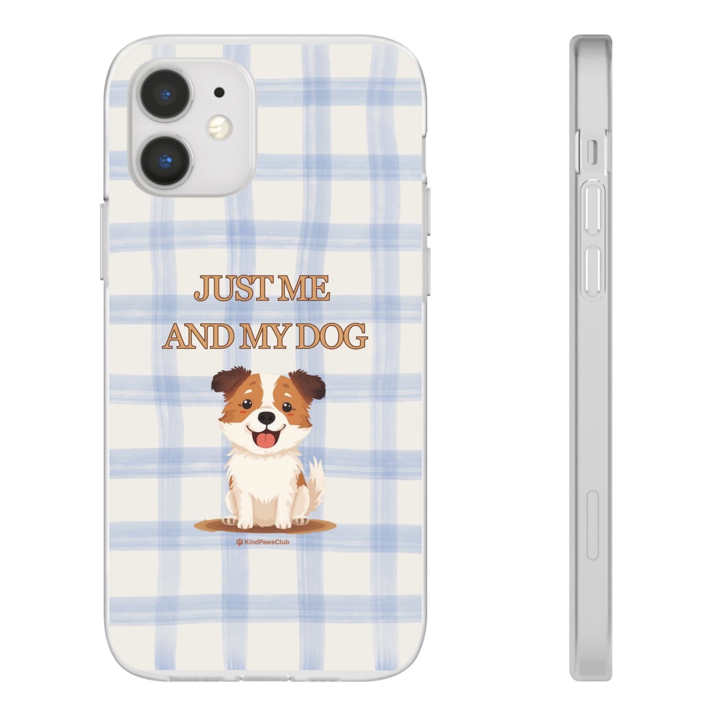 "Just Me and My Dog" iPhone Case – Retro 70s Blue Gingham Pet Wellness Phone Cover