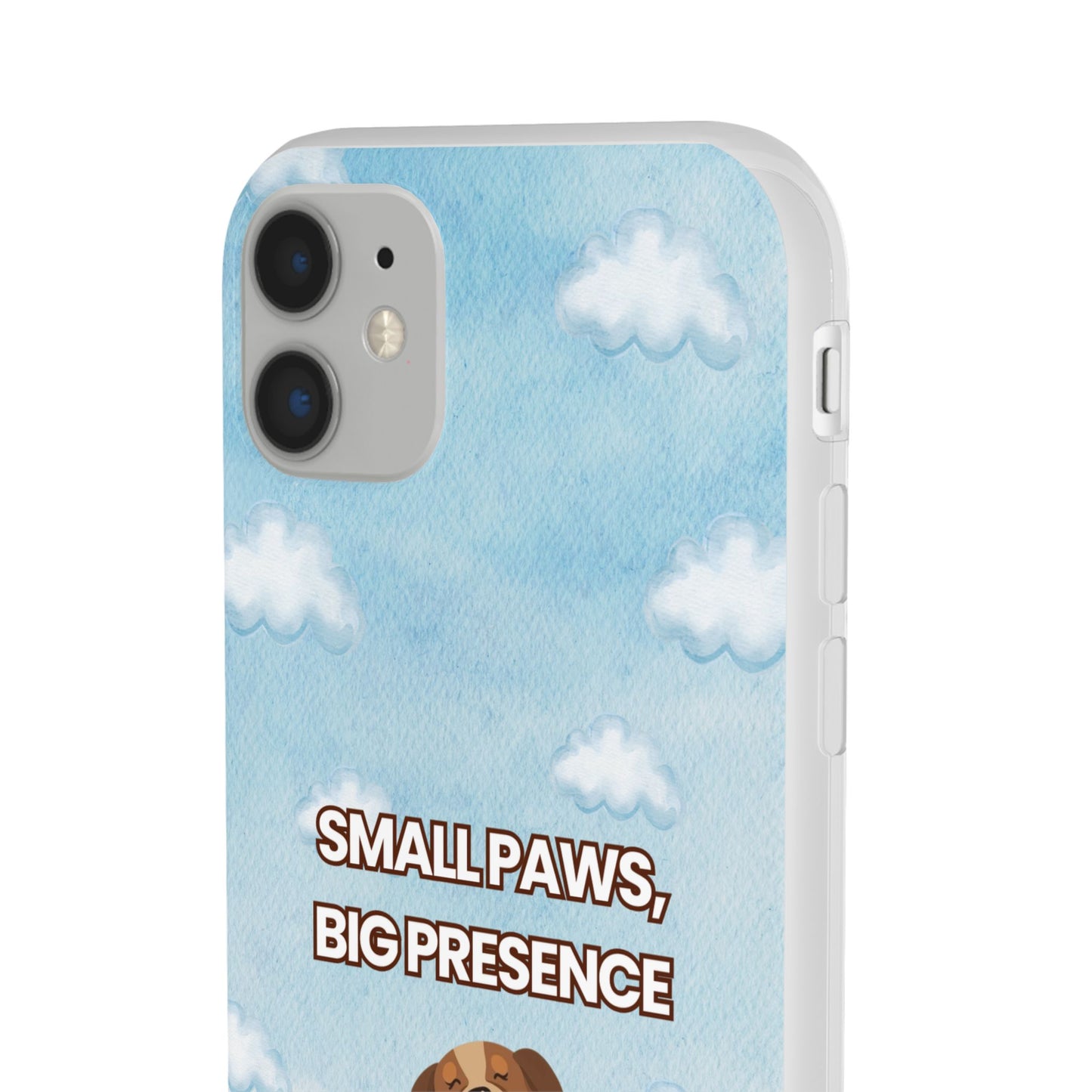 "Small Paws, Big Presence" iPhone Case – Whimsical Dog & Clouds Eco-Friendly Phone Cover