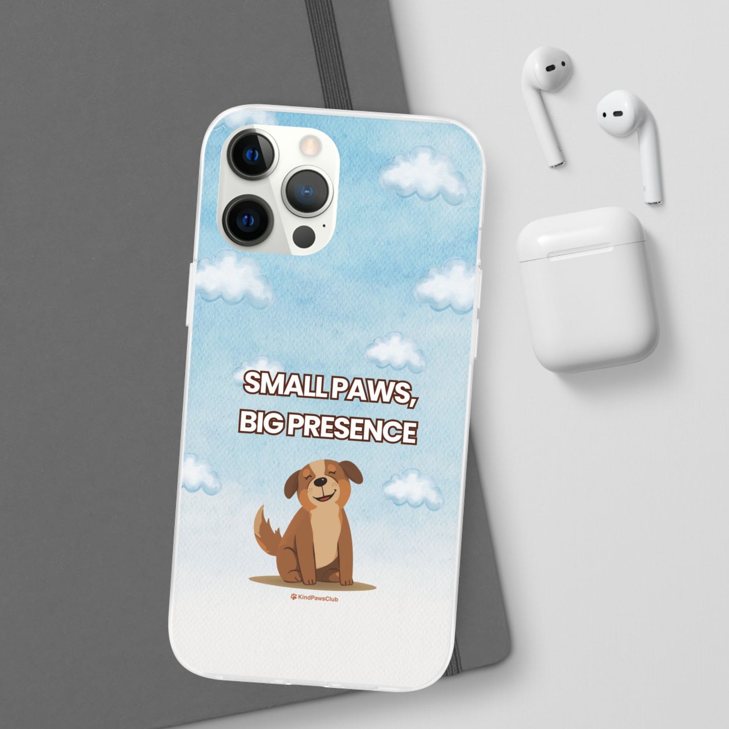 "Small Paws, Big Presence" iPhone Case – Whimsical Dog & Clouds Eco-Friendly Phone Cover
