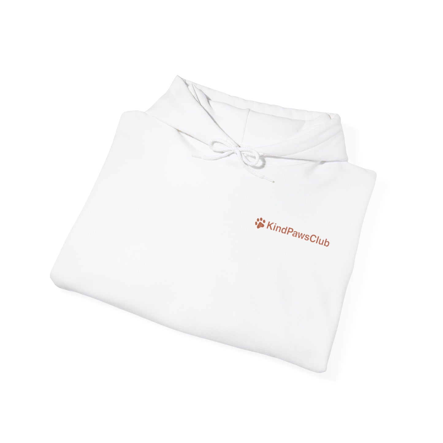 White pet shirt with 'KindPawsClub' logo on a white background
