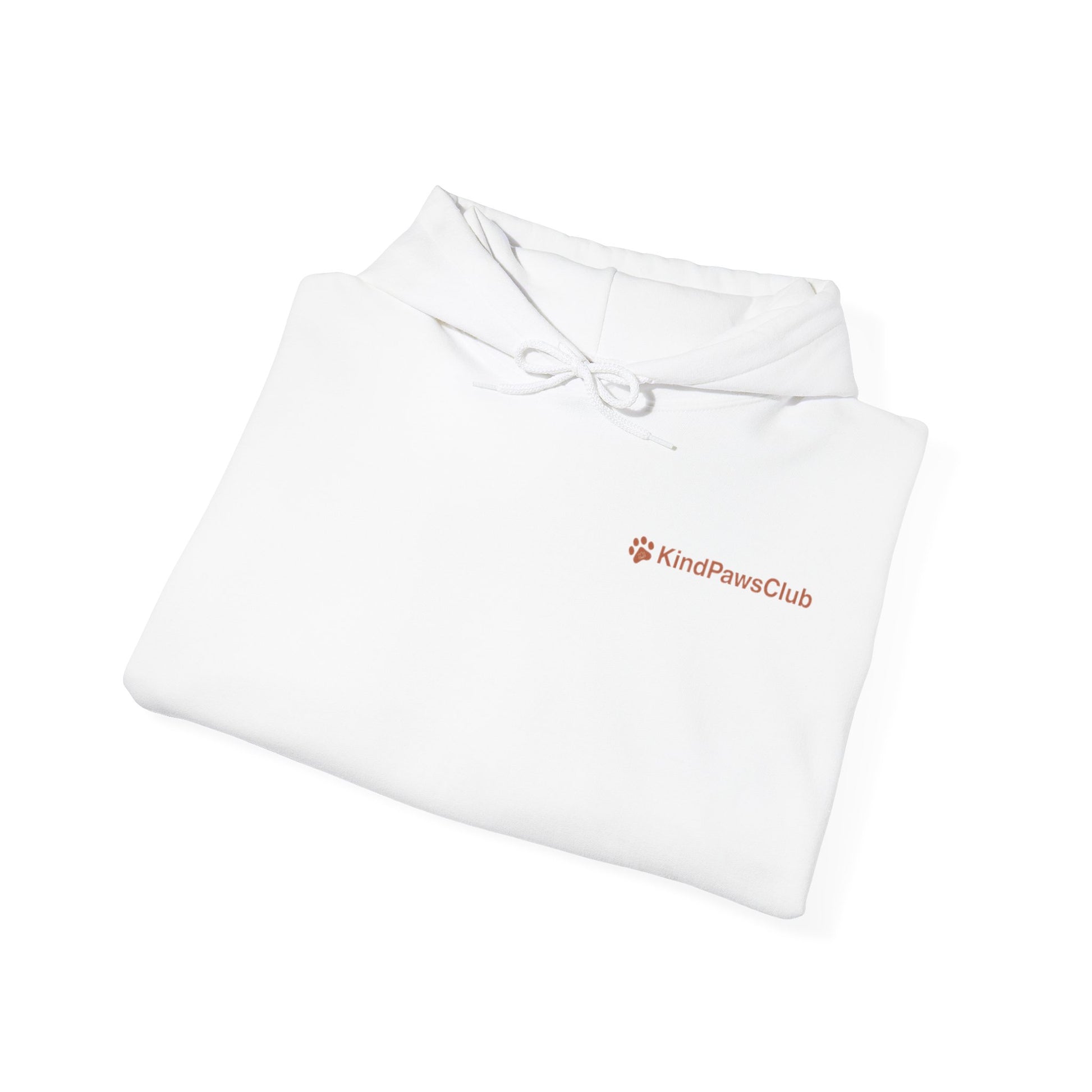 White pet shirt with 'KindPawsClub' logo on a white background