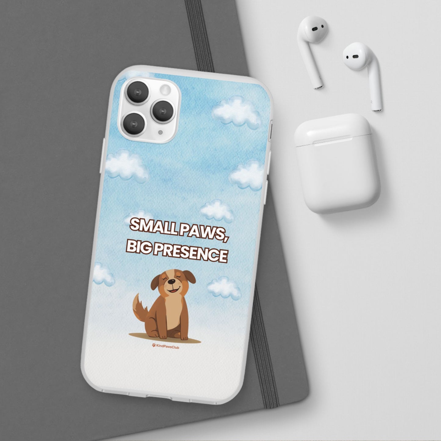 "Small Paws, Big Presence" iPhone Case – Whimsical Dog & Clouds Eco-Friendly Phone Cover