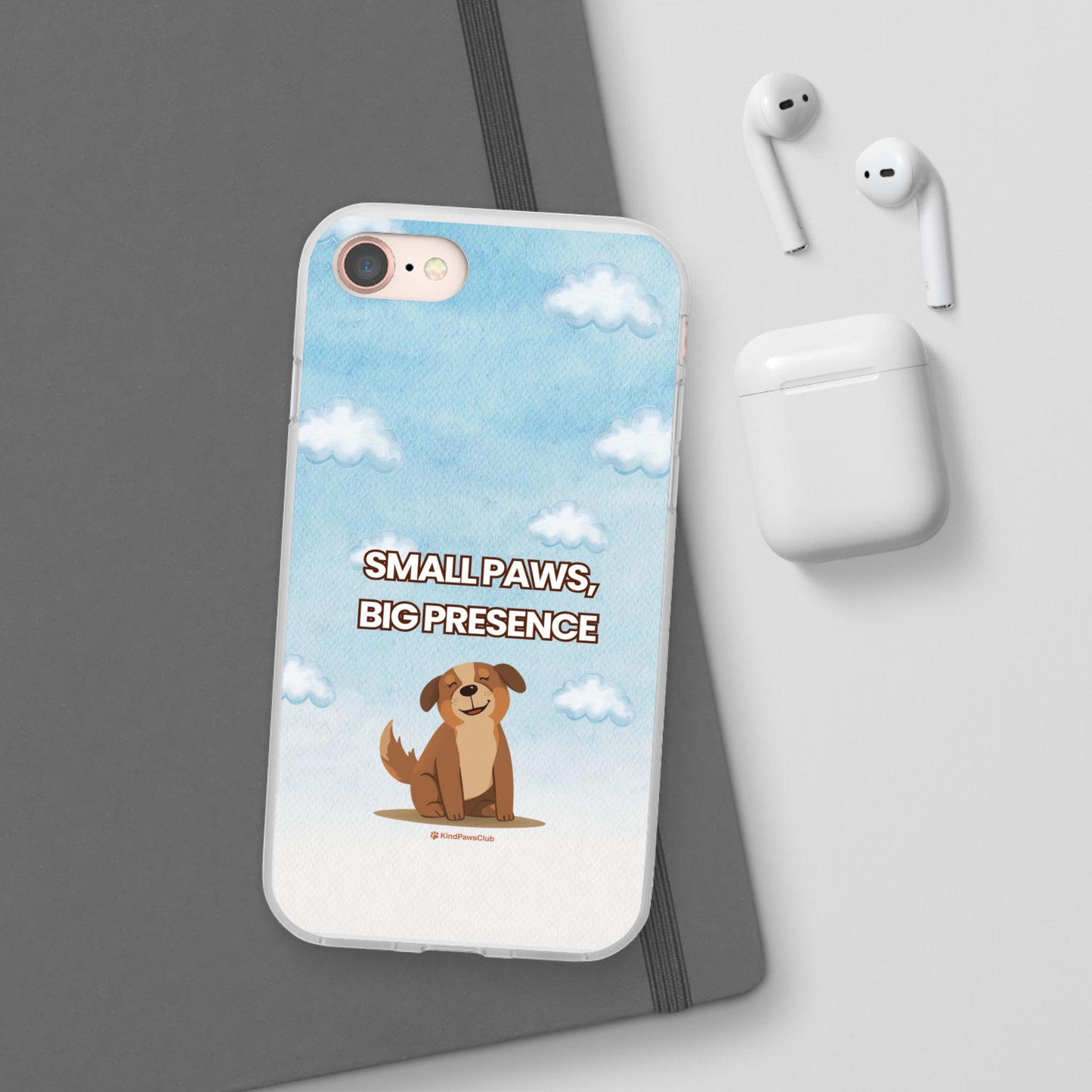 "Small Paws, Big Presence" iPhone Case – Whimsical Dog & Clouds Eco-Friendly Phone Cover