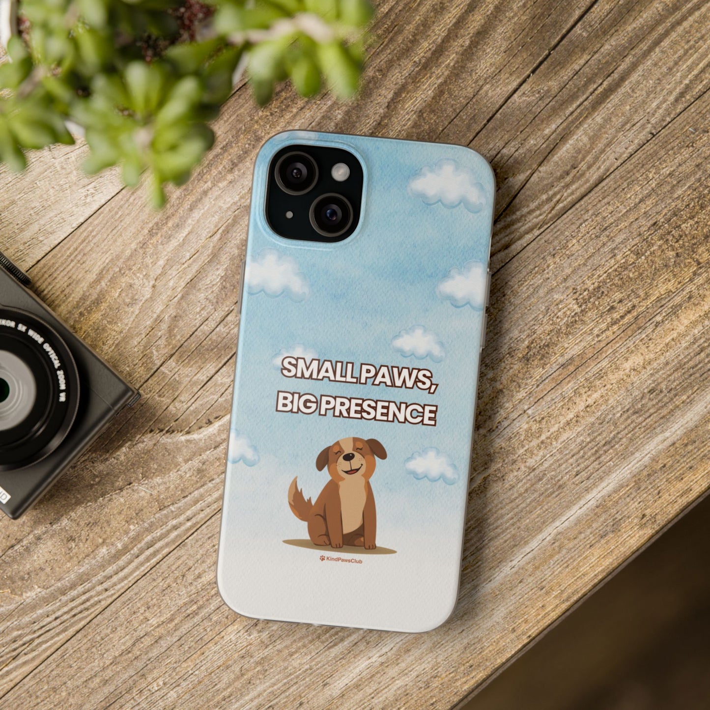 "Small Paws, Big Presence" iPhone Case – Whimsical Dog & Clouds Eco-Friendly Phone Cover