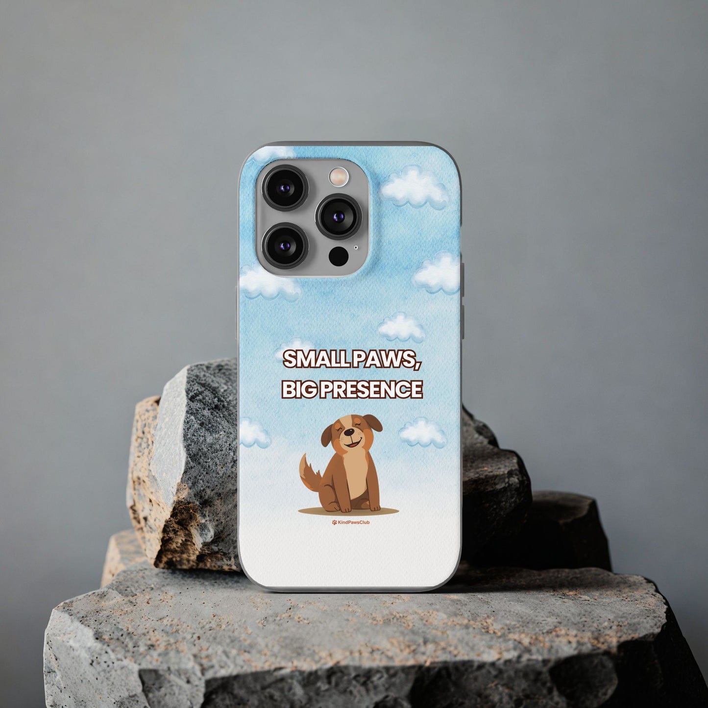 "Small Paws, Big Presence" iPhone Case – Whimsical Dog & Clouds Eco-Friendly Phone Cover