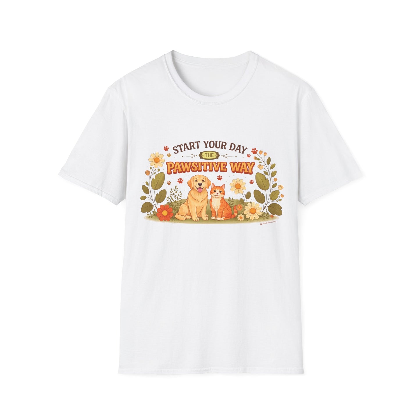 Start Your Day The Pawsitive Way – Retro Minimalist Pet Lover T-Shirt