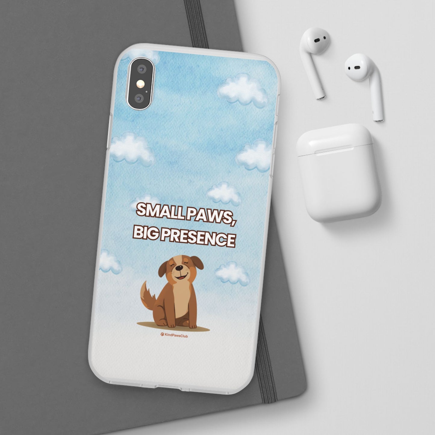 "Small Paws, Big Presence" iPhone Case – Whimsical Dog & Clouds Eco-Friendly Phone Cover