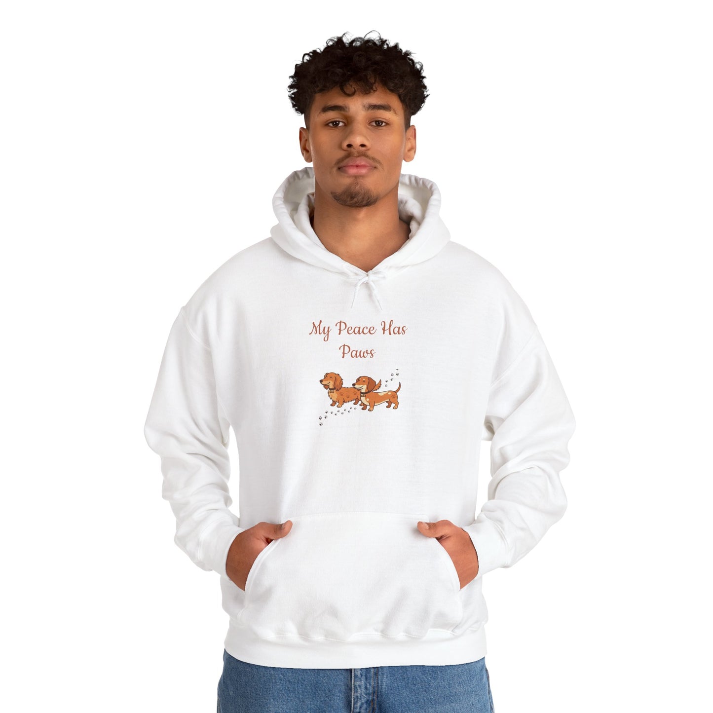 "My Peace Has Paws" Unisex Hoodie – Retro 70s Minimalist Pet Wellness Streetwear