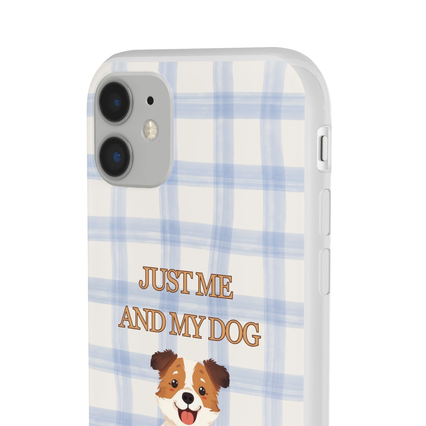 "Just Me and My Dog" iPhone Case – Retro 70s Blue Gingham Pet Wellness Phone Cover