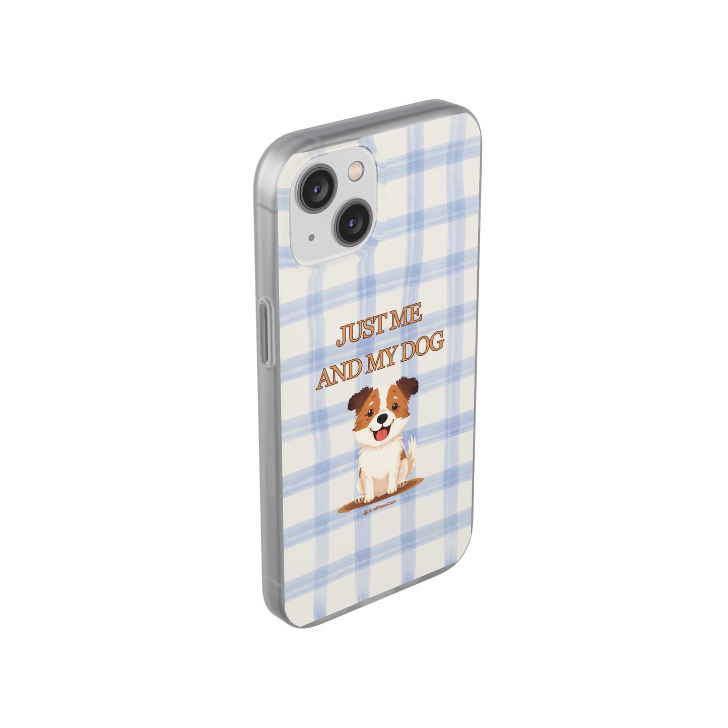 "Just Me and My Dog" iPhone Case – Retro 70s Blue Gingham Pet Wellness Phone Cover