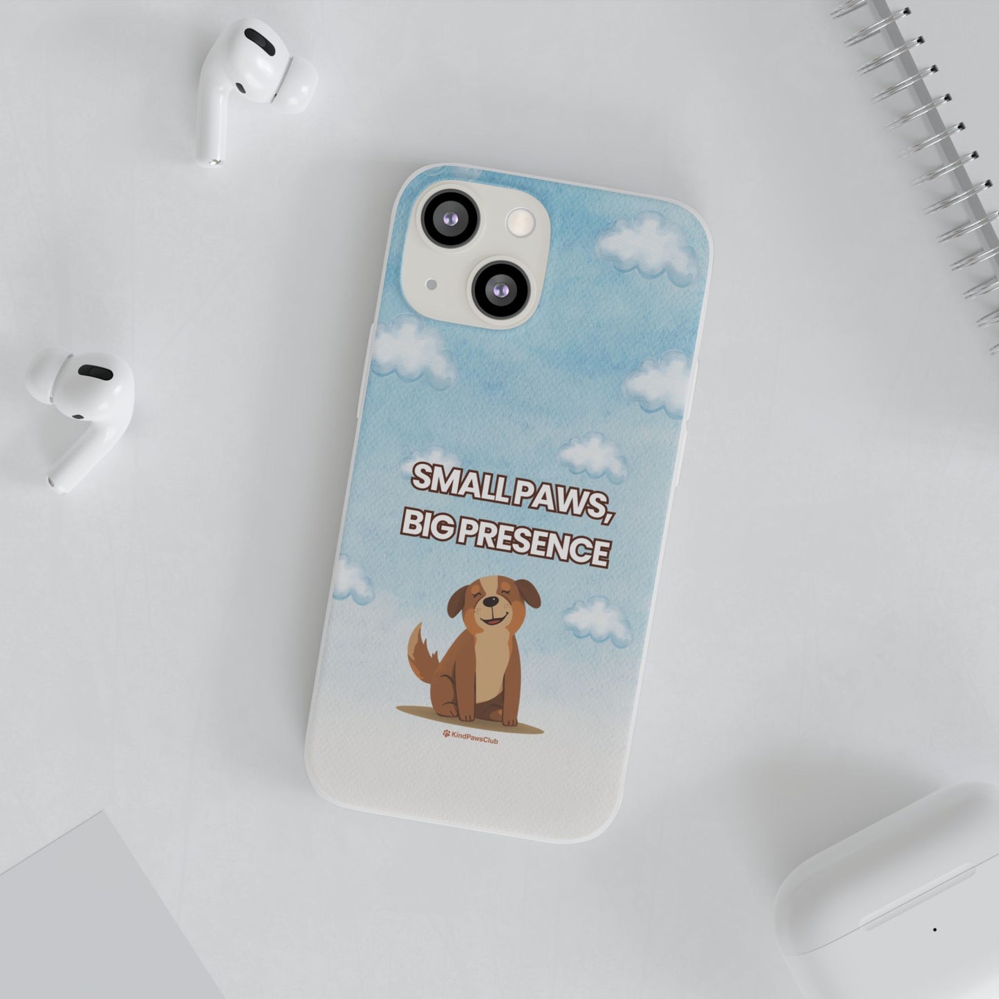 "Small Paws, Big Presence" iPhone Case – Whimsical Dog & Clouds Eco-Friendly Phone Cover