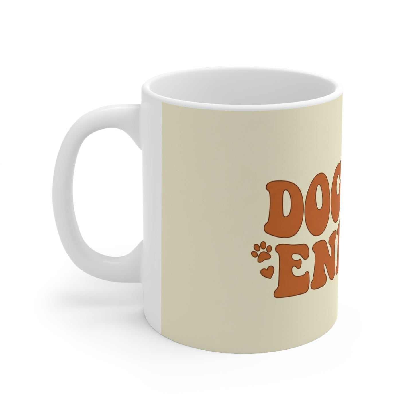 Dog Mom Energy Mug — Retro Paw Print Ceramic Coffee Cup (11oz & 15oz)