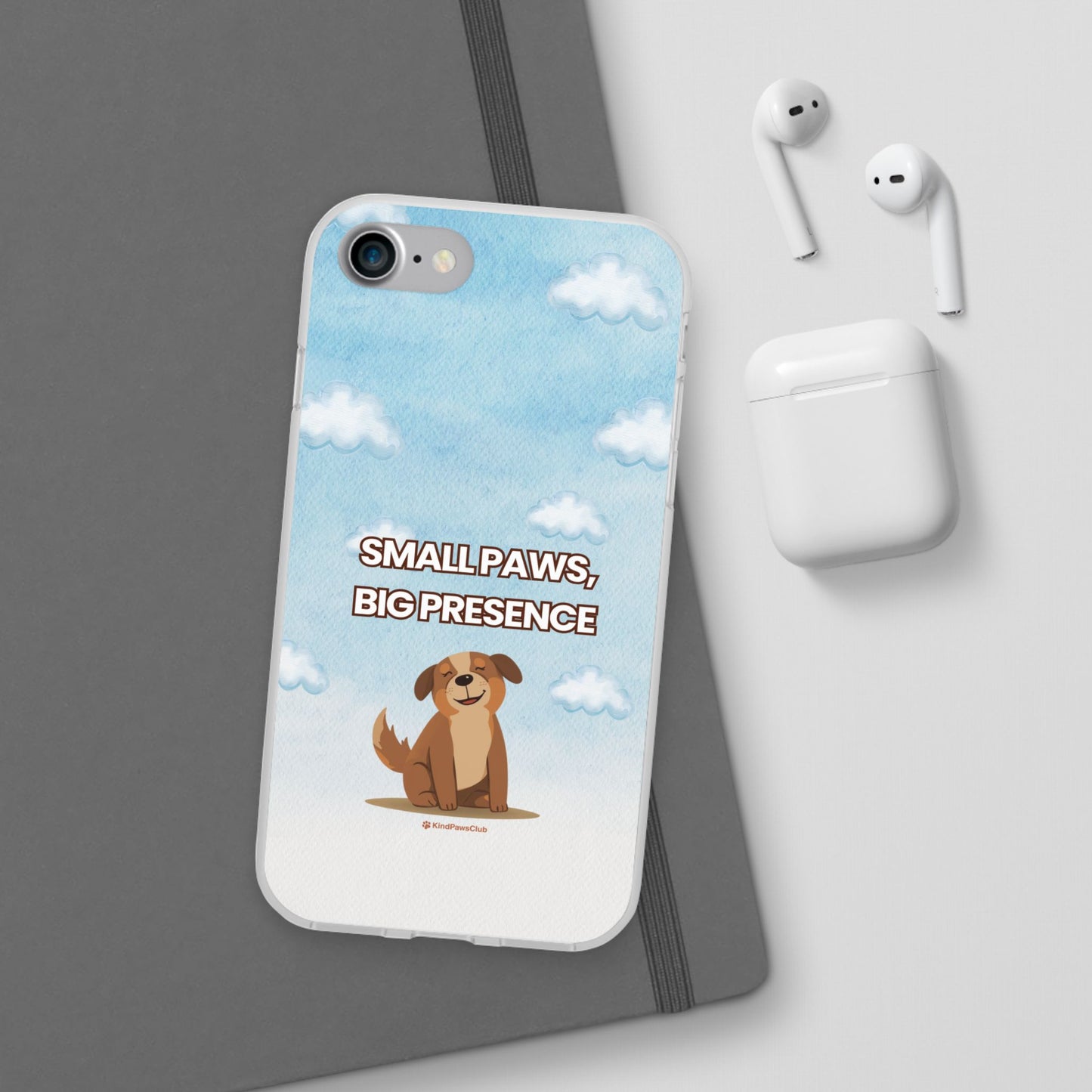 "Small Paws, Big Presence" iPhone Case – Whimsical Dog & Clouds Eco-Friendly Phone Cover