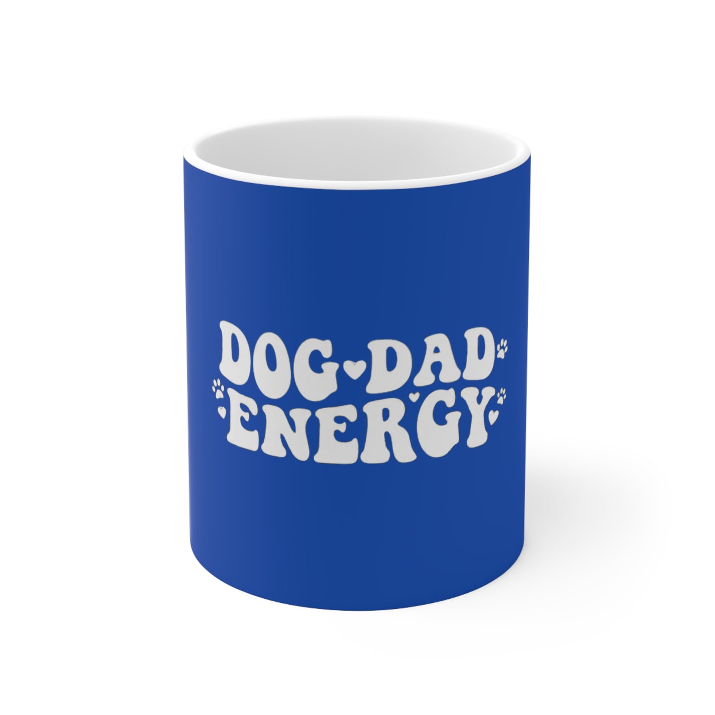 Dog Dad Energy Retro Mug | 11oz Groovy 70s Ceramic Coffee Cup