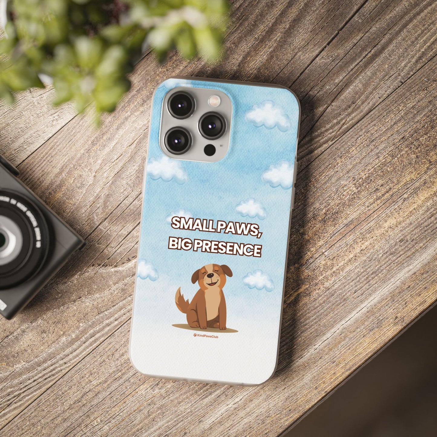"Small Paws, Big Presence" iPhone Case – Whimsical Dog & Clouds Eco-Friendly Phone Cover