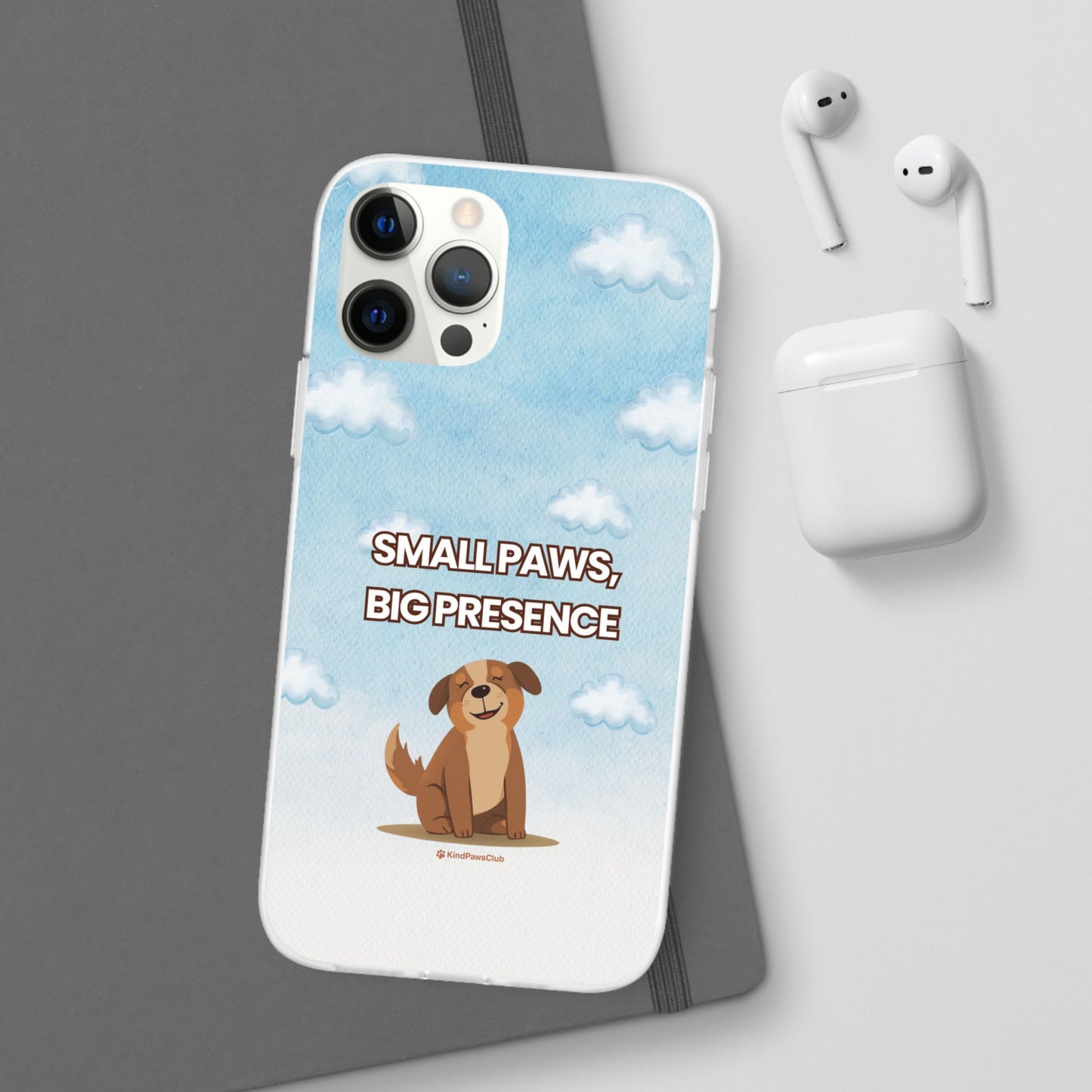 "Small Paws, Big Presence" iPhone Case – Whimsical Dog & Clouds Eco-Friendly Phone Cover