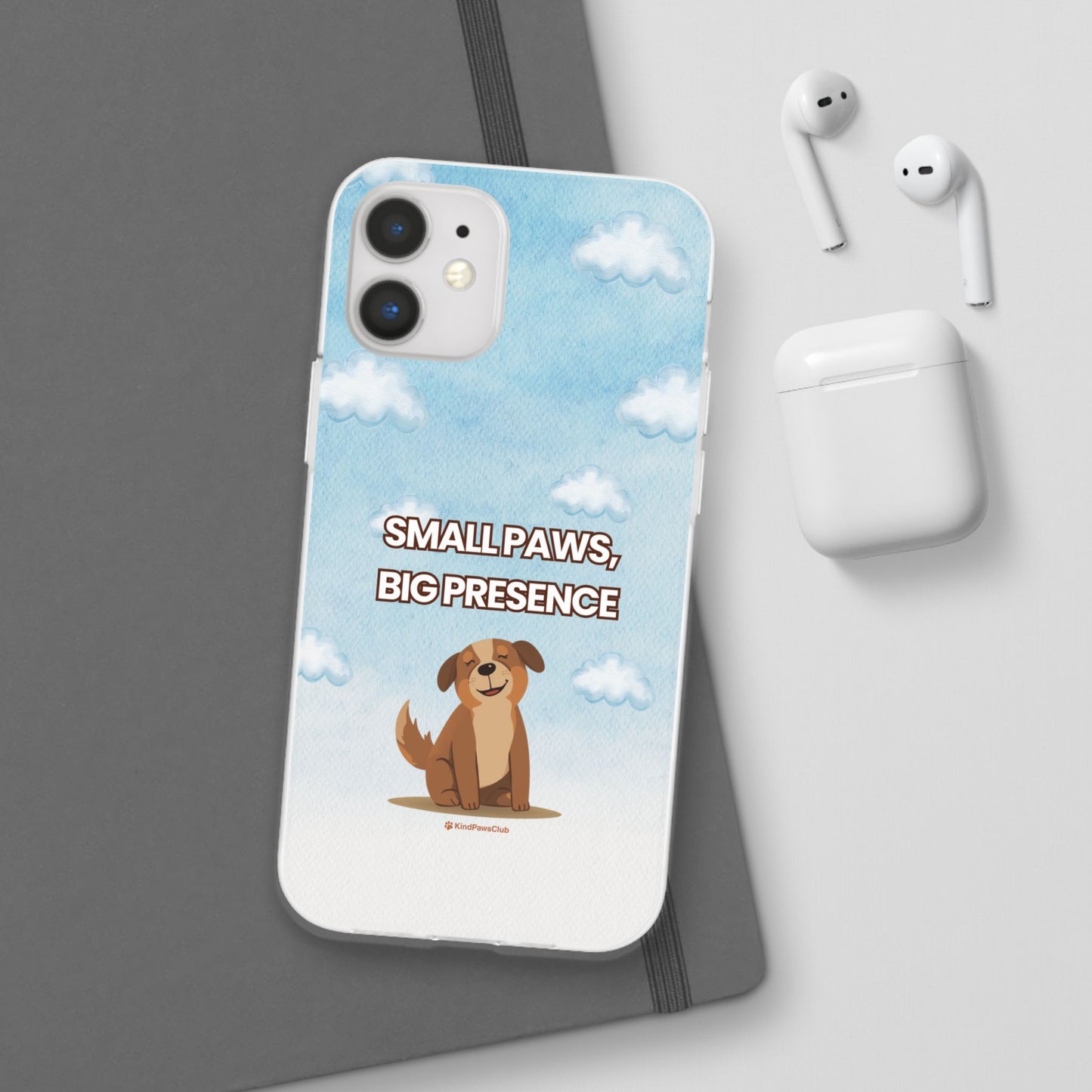 "Small Paws, Big Presence" iPhone Case – Whimsical Dog & Clouds Eco-Friendly Phone Cover