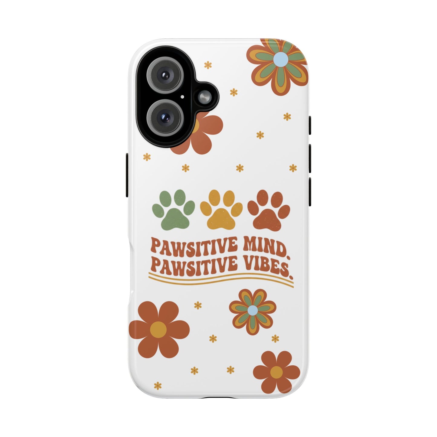 "Pawsitive Mind, Pawsitive Vibes" Retro 70s Floral Phone Case – KindPawsClub Protective Tech Wear