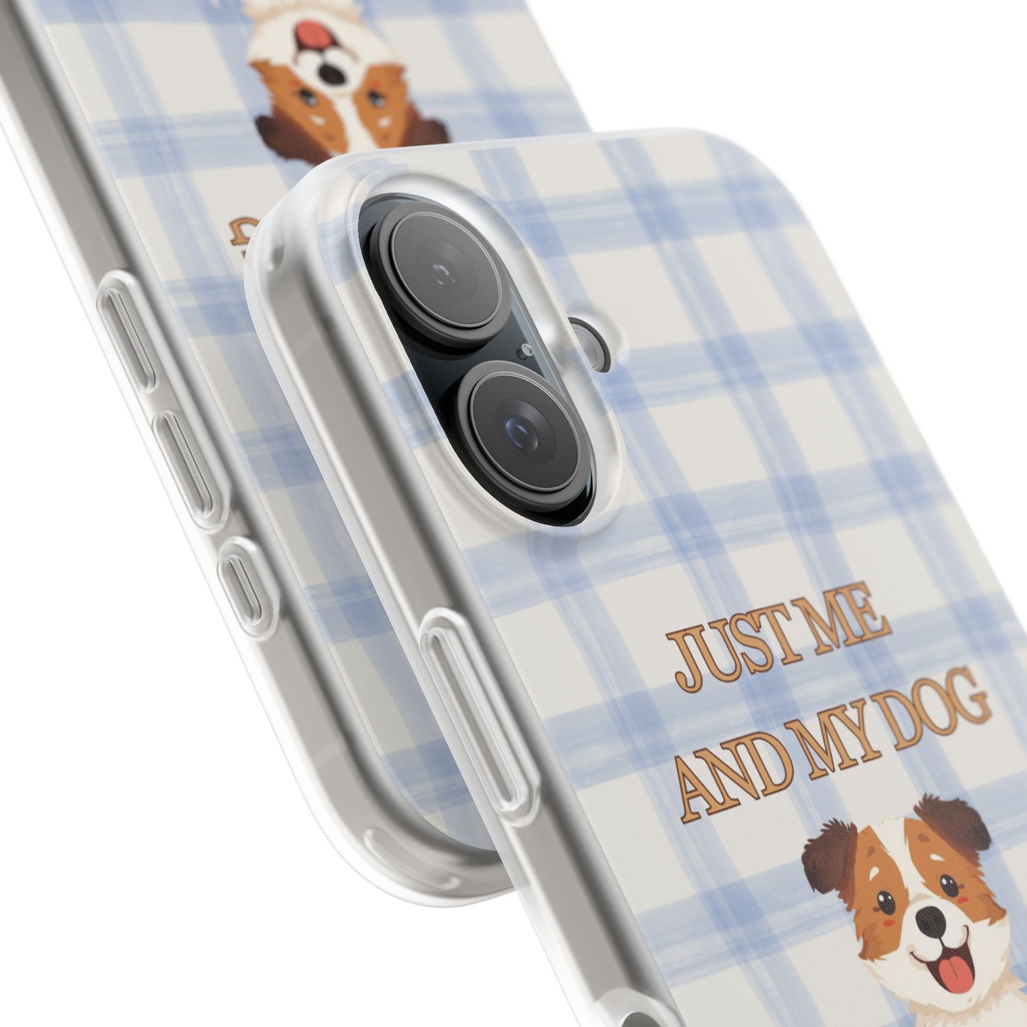 "Just Me and My Dog" iPhone Case – Retro 70s Blue Gingham Pet Wellness Phone Cover