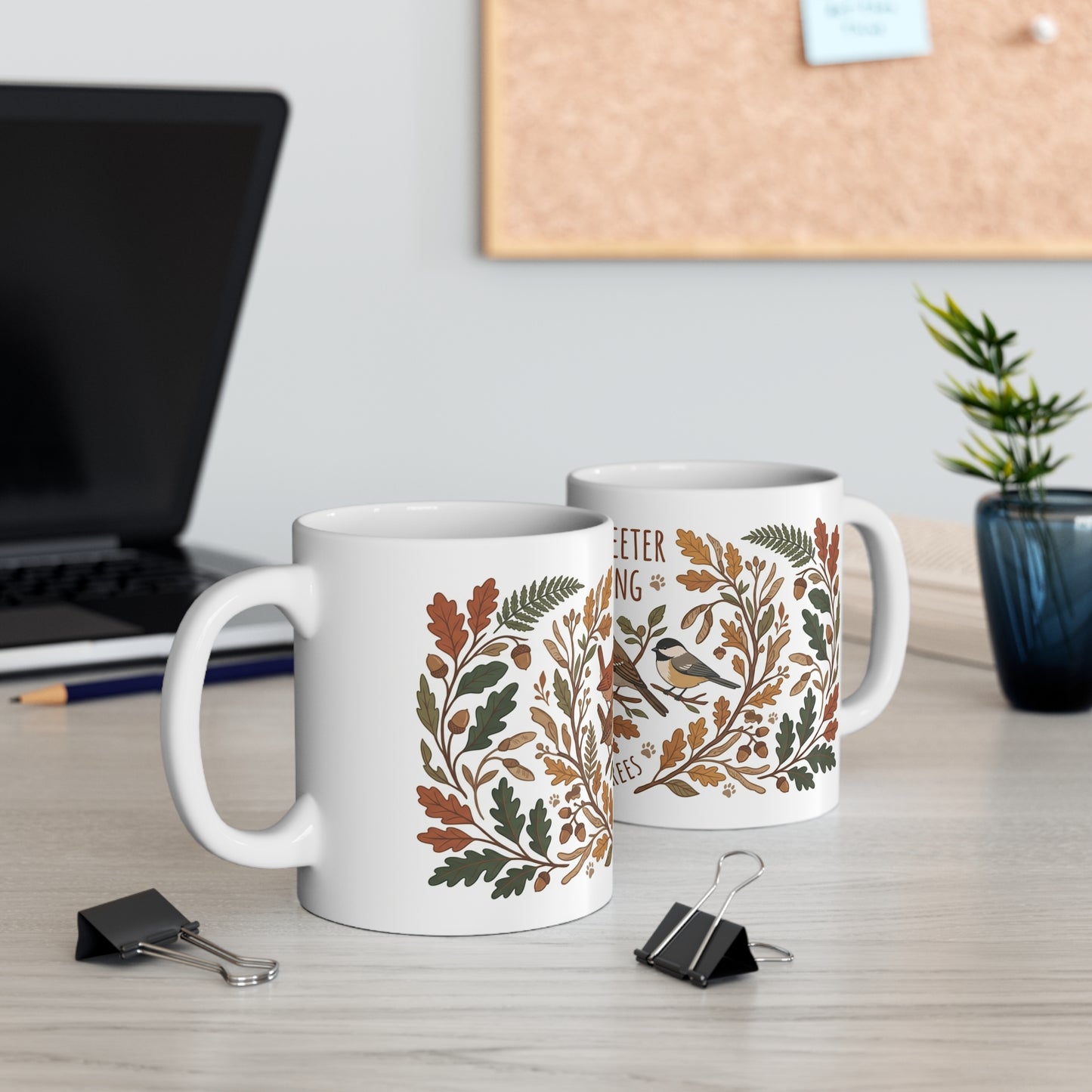 Ceramic Mug — "Life Is Sweeter With a Song" Bird & Autumn Leaf Coffee Cup (11oz)