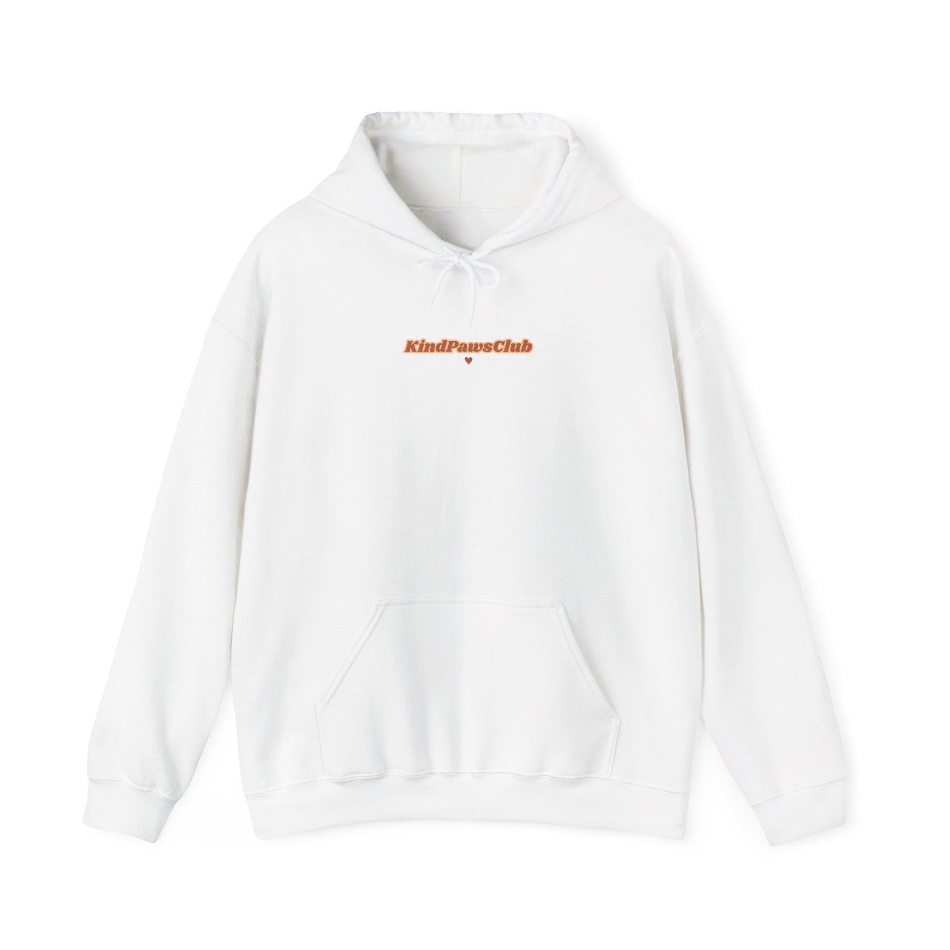 White hoodie with brand logo on a white background