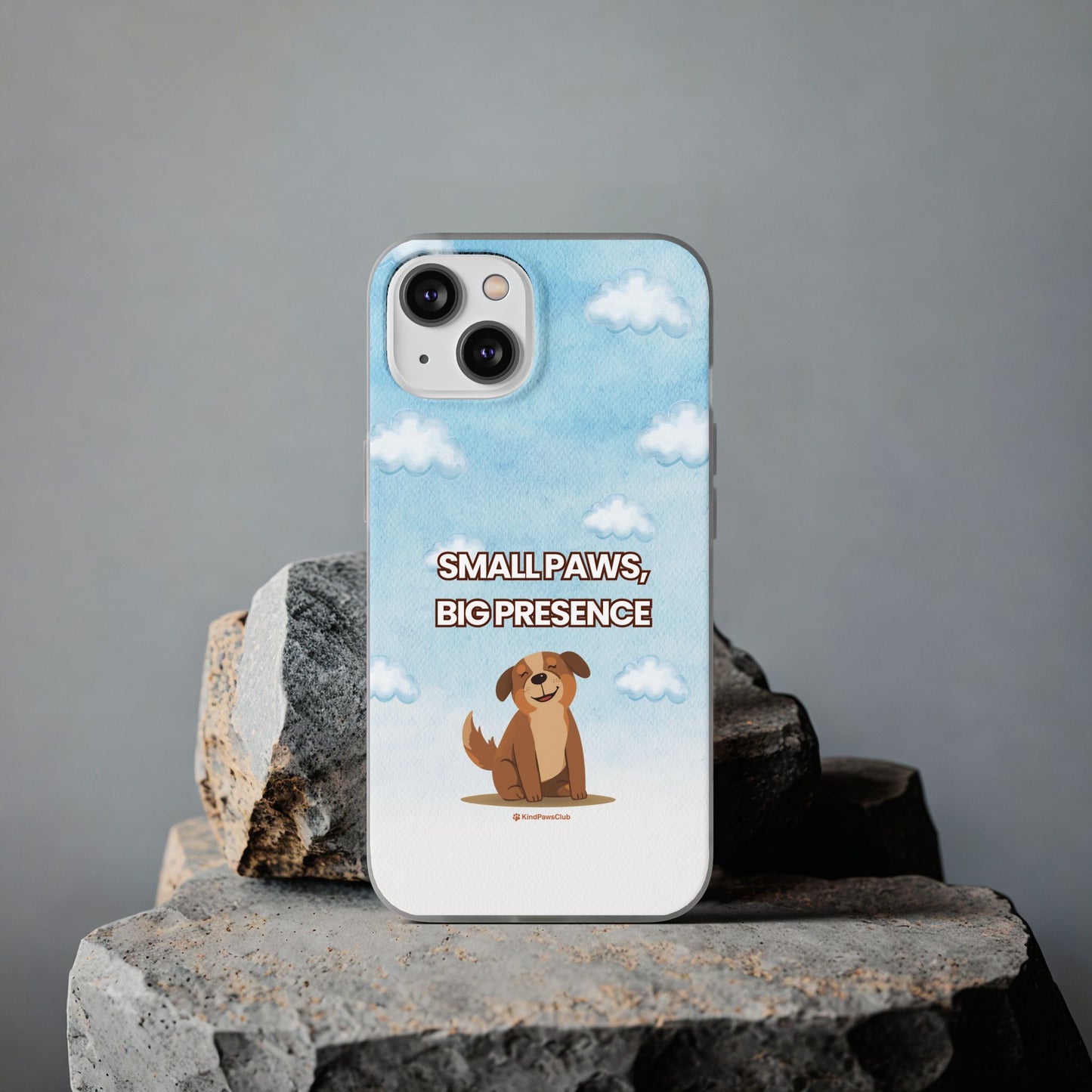 "Small Paws, Big Presence" iPhone Case – Whimsical Dog & Clouds Eco-Friendly Phone Cover