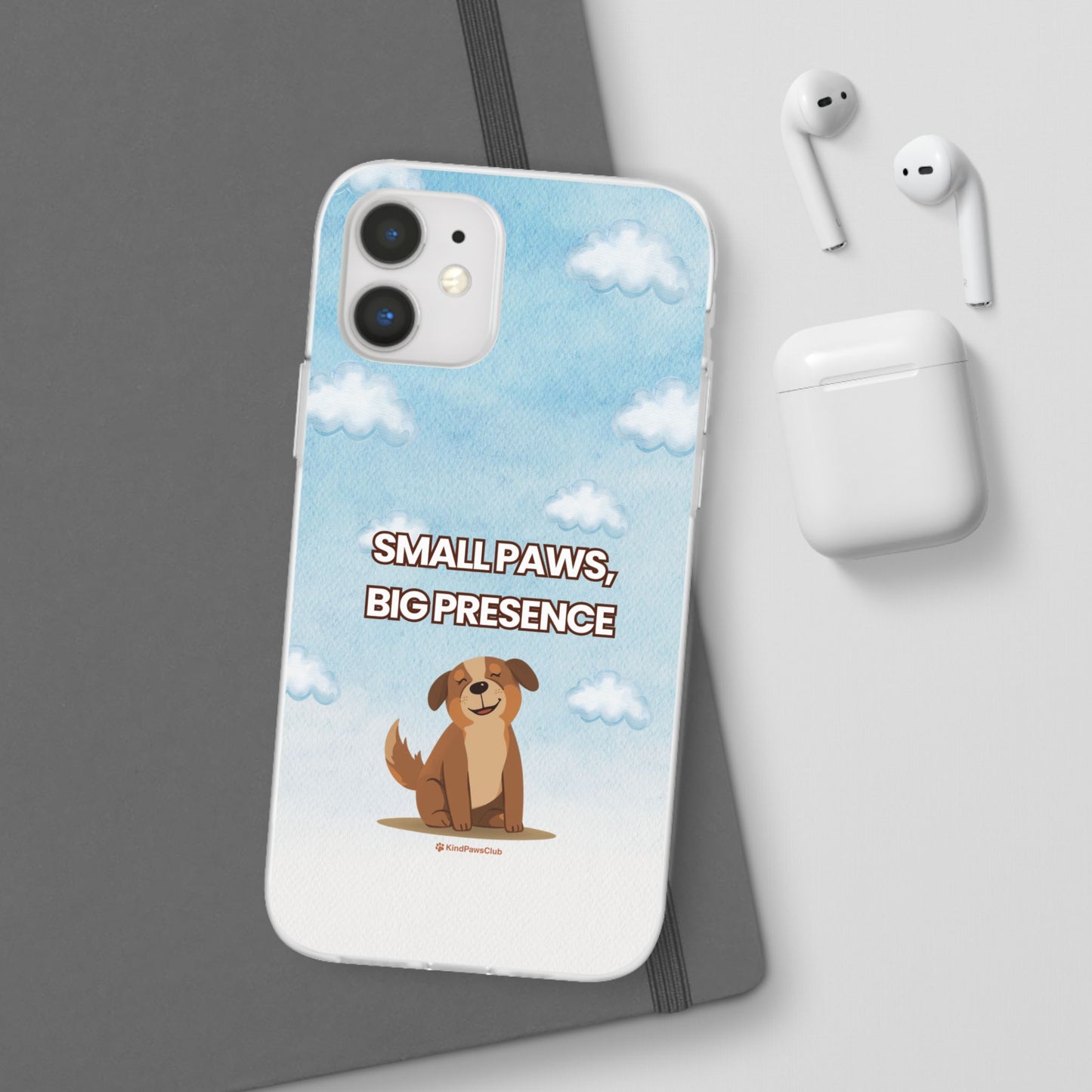 "Small Paws, Big Presence" iPhone Case – Whimsical Dog & Clouds Eco-Friendly Phone Cover