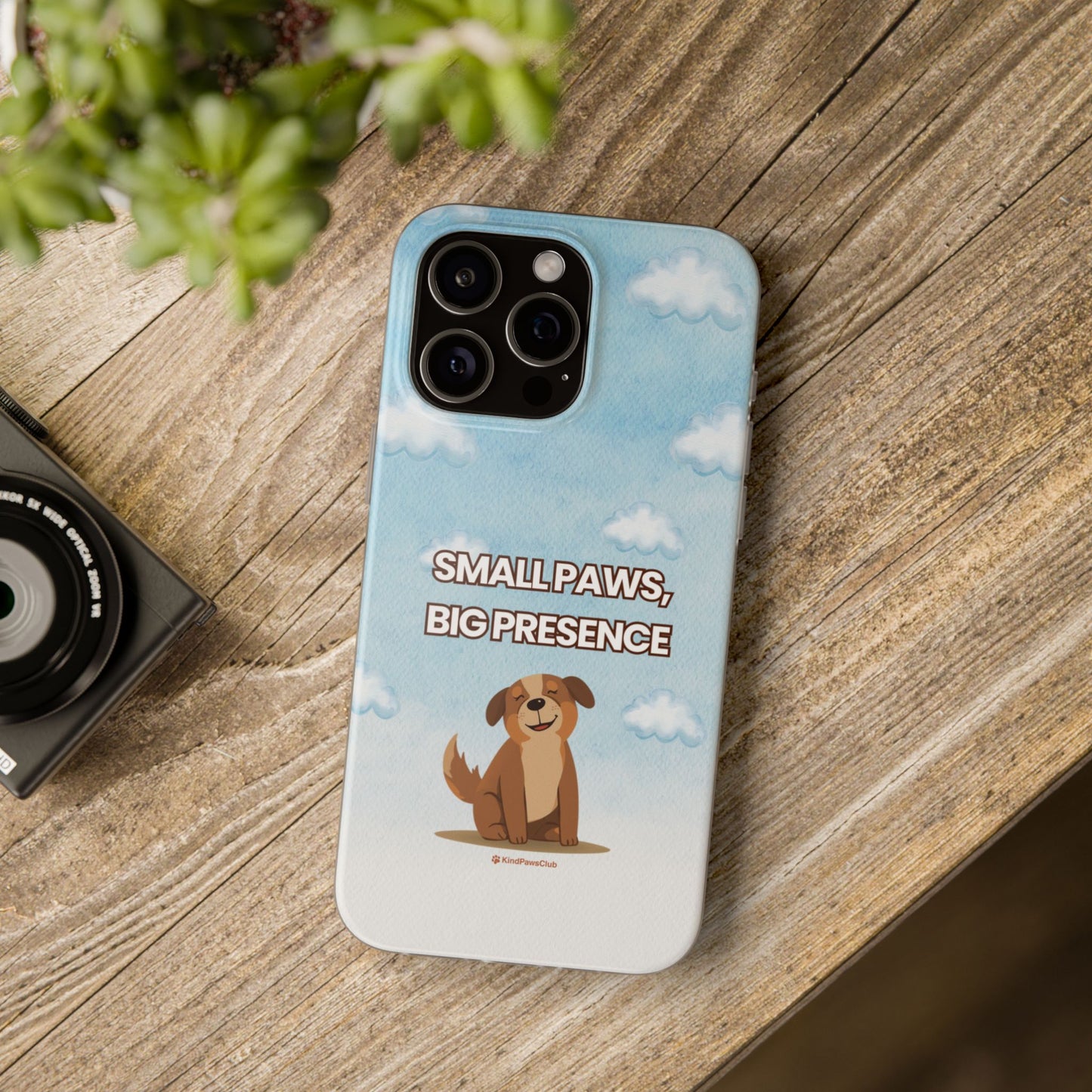 "Small Paws, Big Presence" iPhone Case – Whimsical Dog & Clouds Eco-Friendly Phone Cover