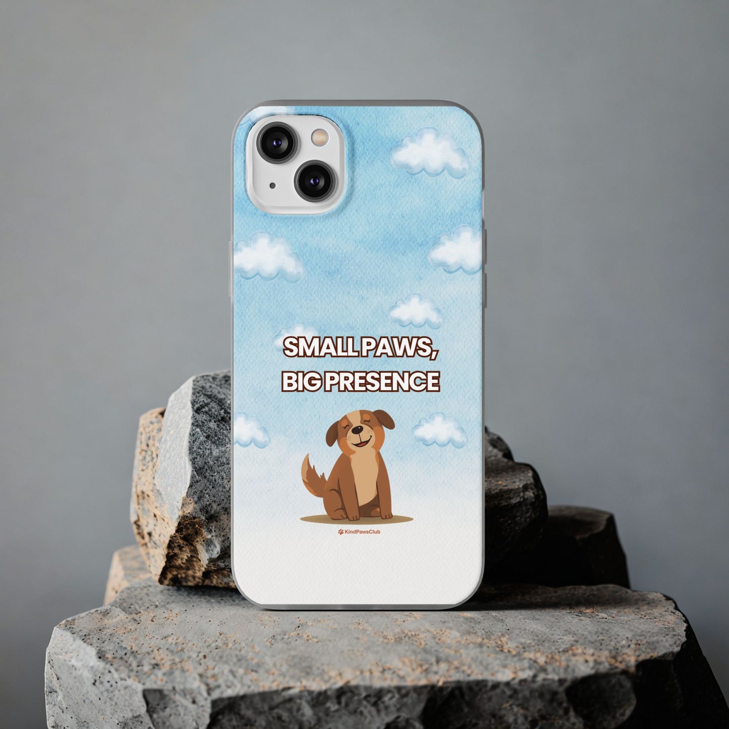 "Small Paws, Big Presence" iPhone Case – Whimsical Dog & Clouds Eco-Friendly Phone Cover