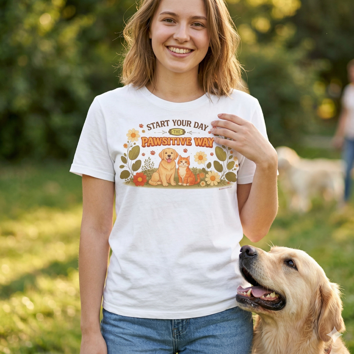 Start Your Day The Pawsitive Way – Retro Minimalist Pet Lover T-Shirt