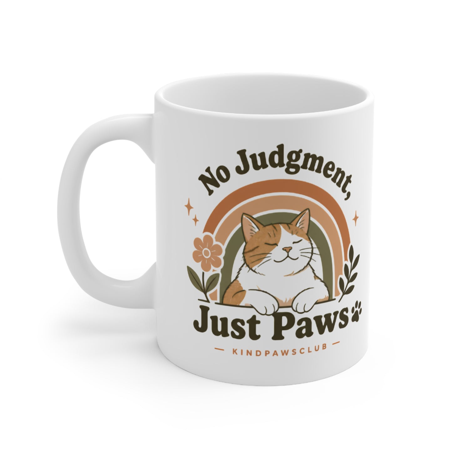 No Judgment Just Paws Cat Mug – Cute Cat Lover Coffee Cup | Aesthetic Pet Lover Gift