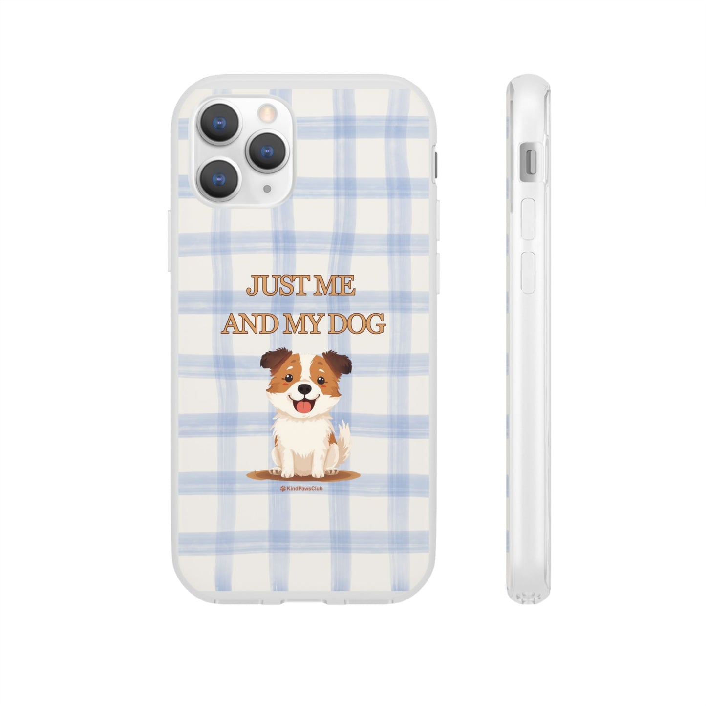 "Just Me and My Dog" iPhone Case – Retro 70s Blue Gingham Pet Wellness Phone Cover