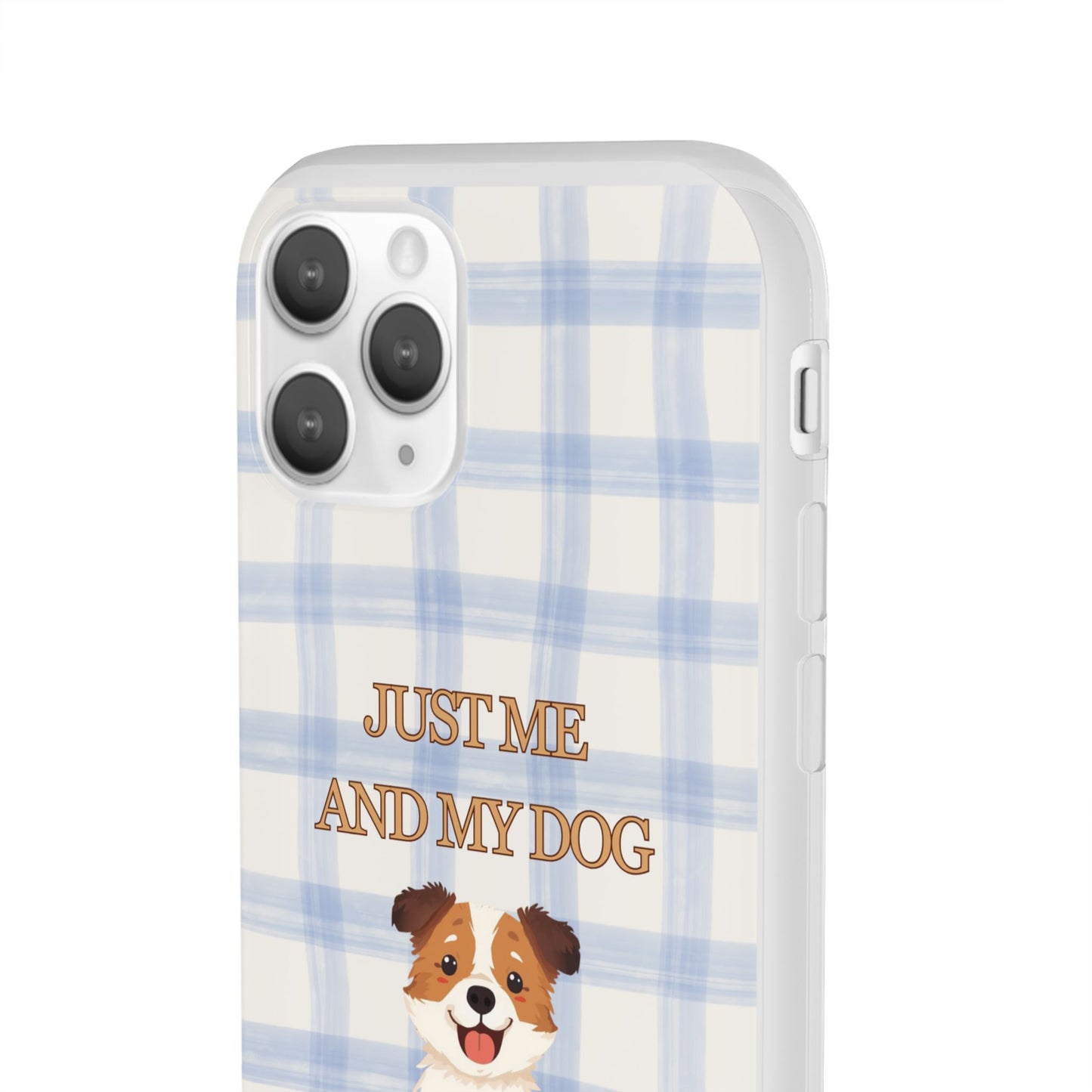 "Just Me and My Dog" iPhone Case – Retro 70s Blue Gingham Pet Wellness Phone Cover