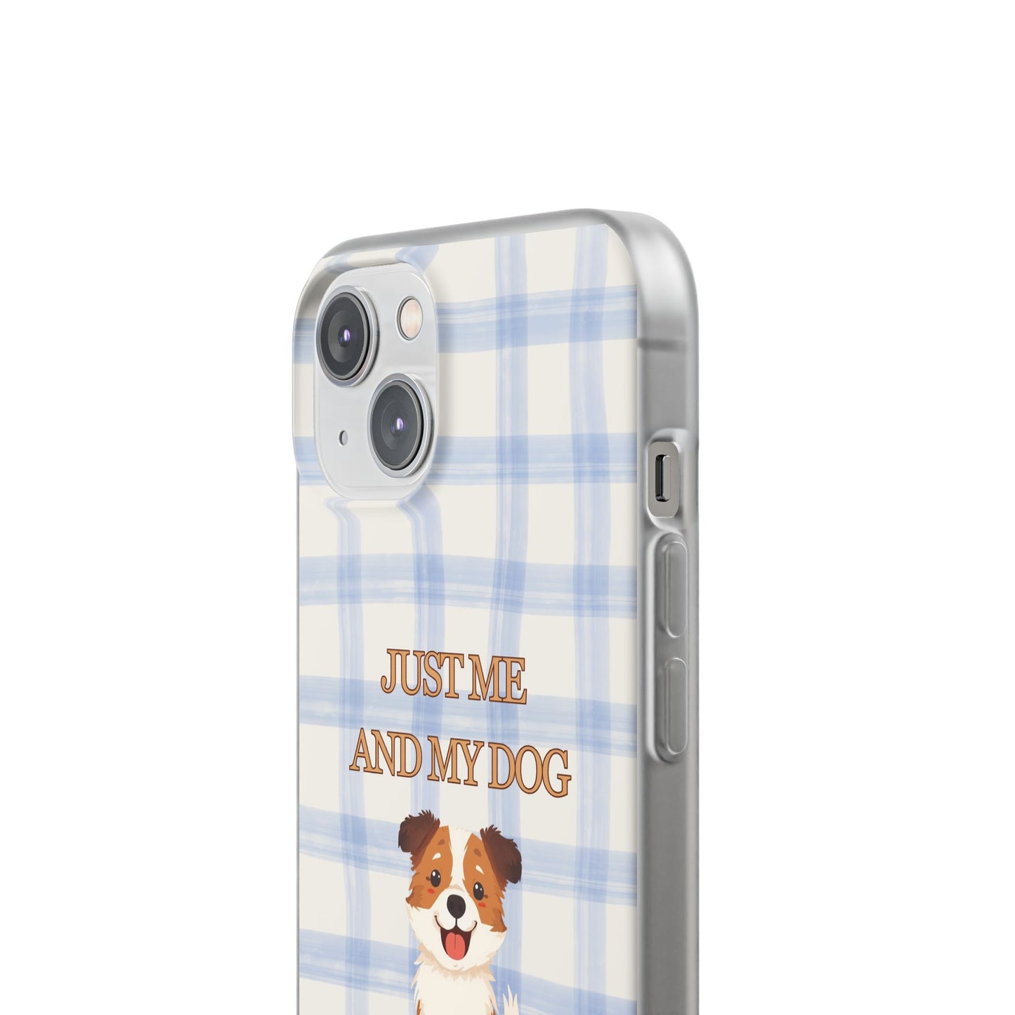 "Just Me and My Dog" iPhone Case – Retro 70s Blue Gingham Pet Wellness Phone Cover