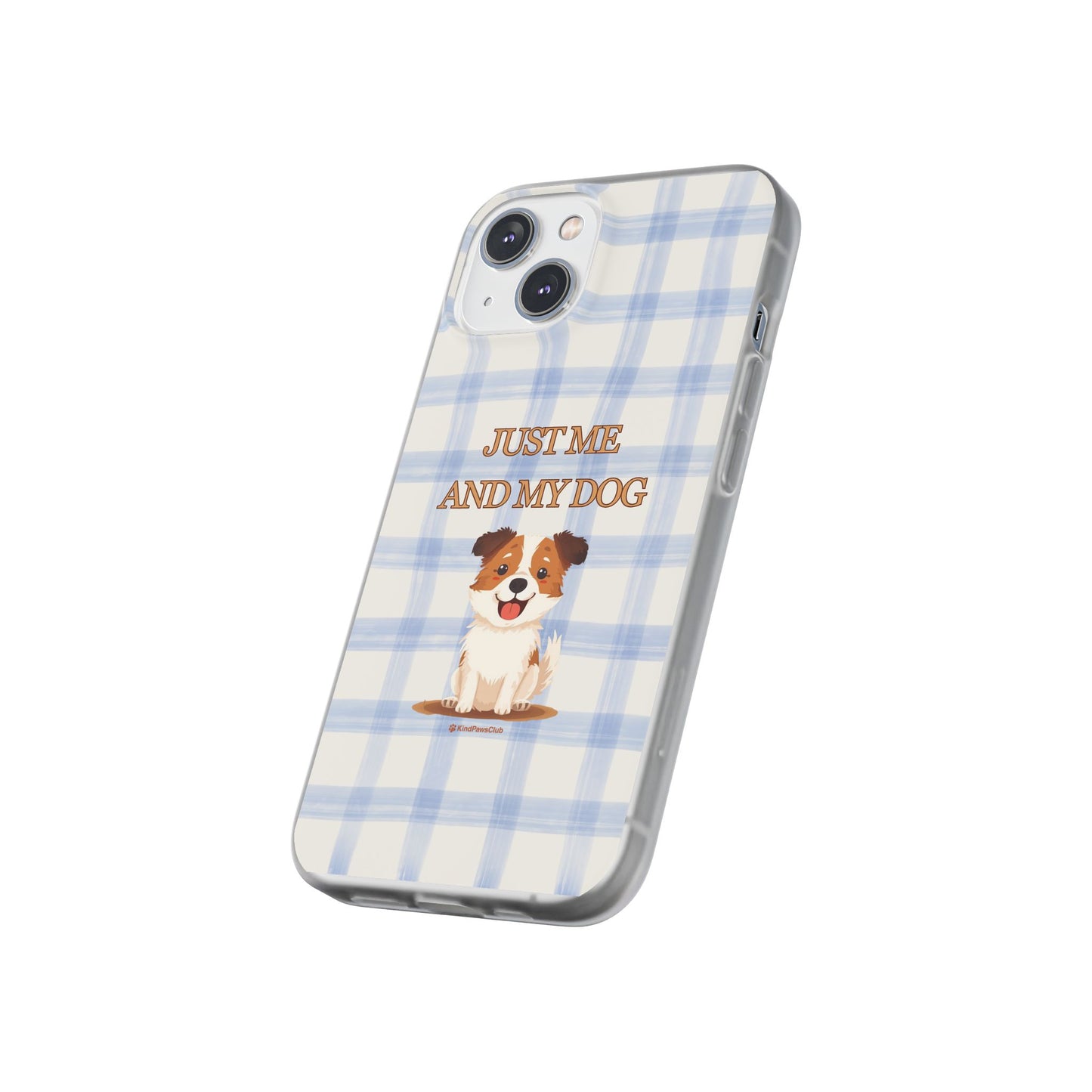 "Just Me and My Dog" iPhone Case – Retro 70s Blue Gingham Pet Wellness Phone Cover