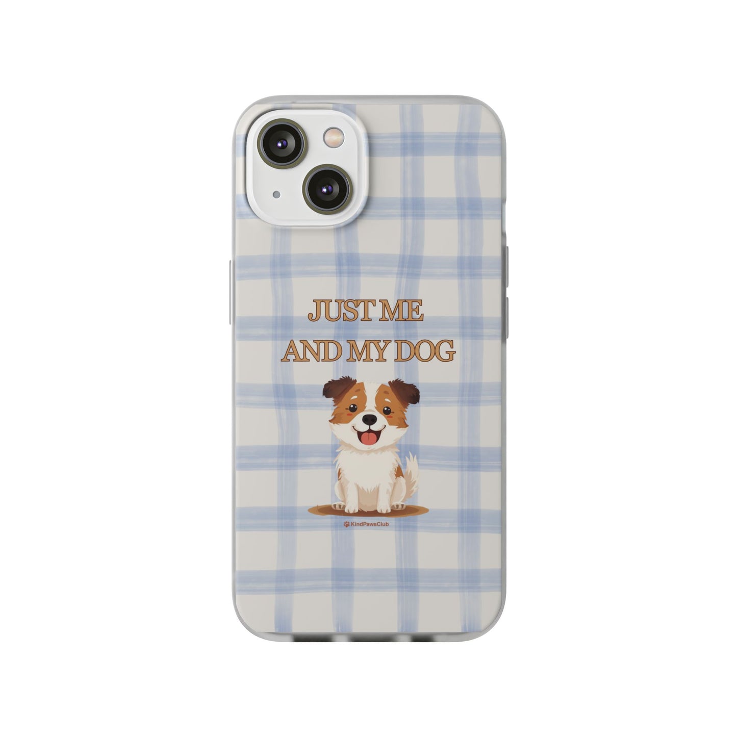 "Just Me and My Dog" iPhone Case – Retro 70s Blue Gingham Pet Wellness Phone Cover