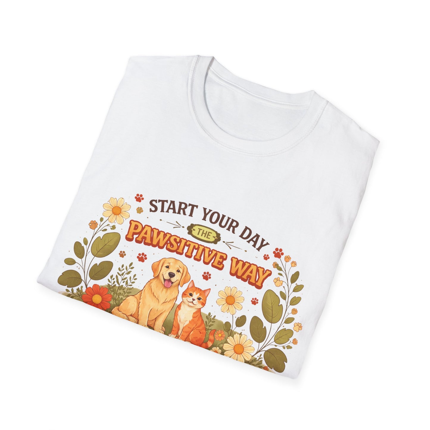 Start Your Day The Pawsitive Way – Retro Minimalist Pet Lover T-Shirt