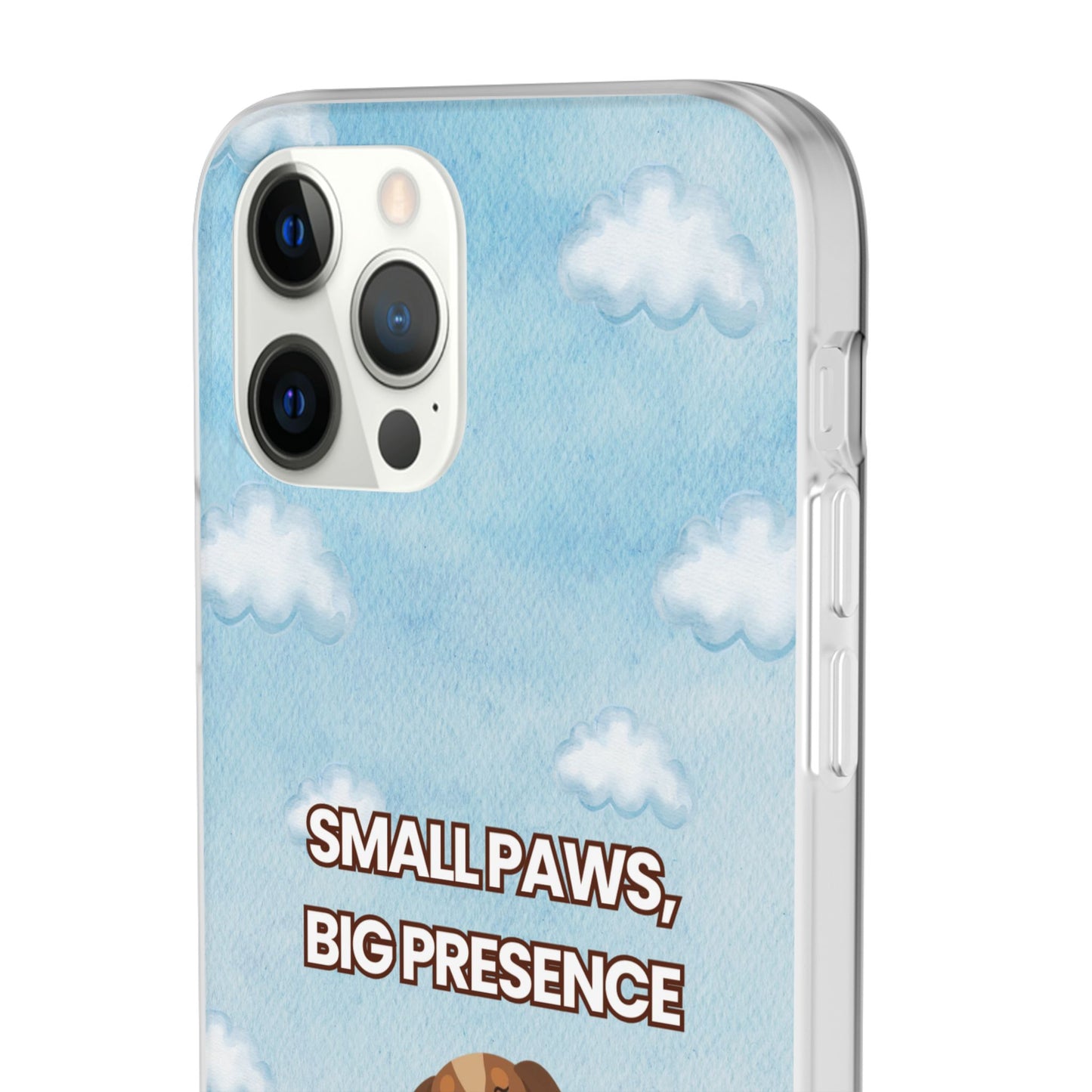 "Small Paws, Big Presence" iPhone Case – Whimsical Dog & Clouds Eco-Friendly Phone Cover