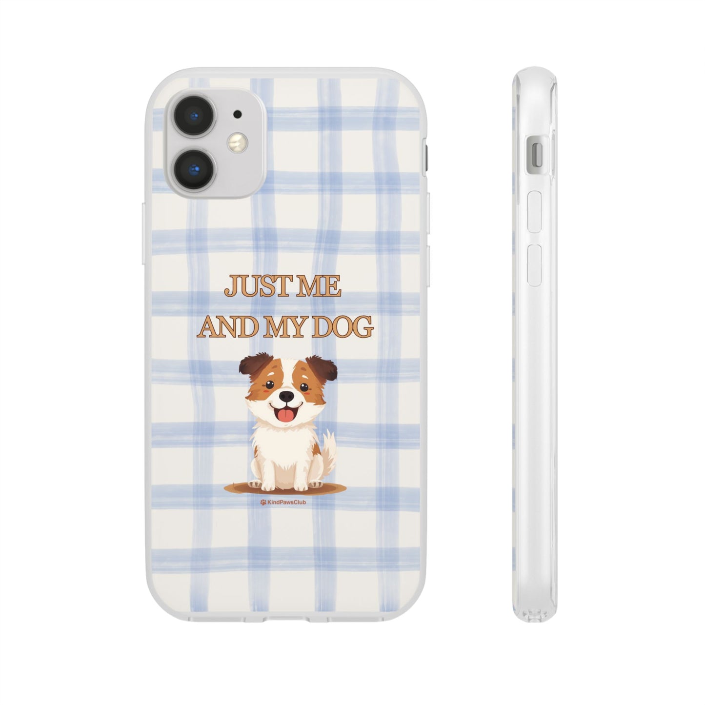 "Just Me and My Dog" iPhone Case – Retro 70s Blue Gingham Pet Wellness Phone Cover