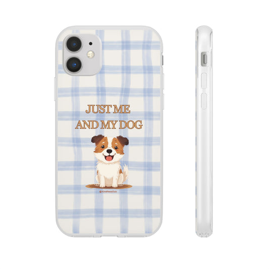 "Just Me and My Dog" iPhone Case – Retro 70s Blue Gingham Pet Wellness Phone Cover