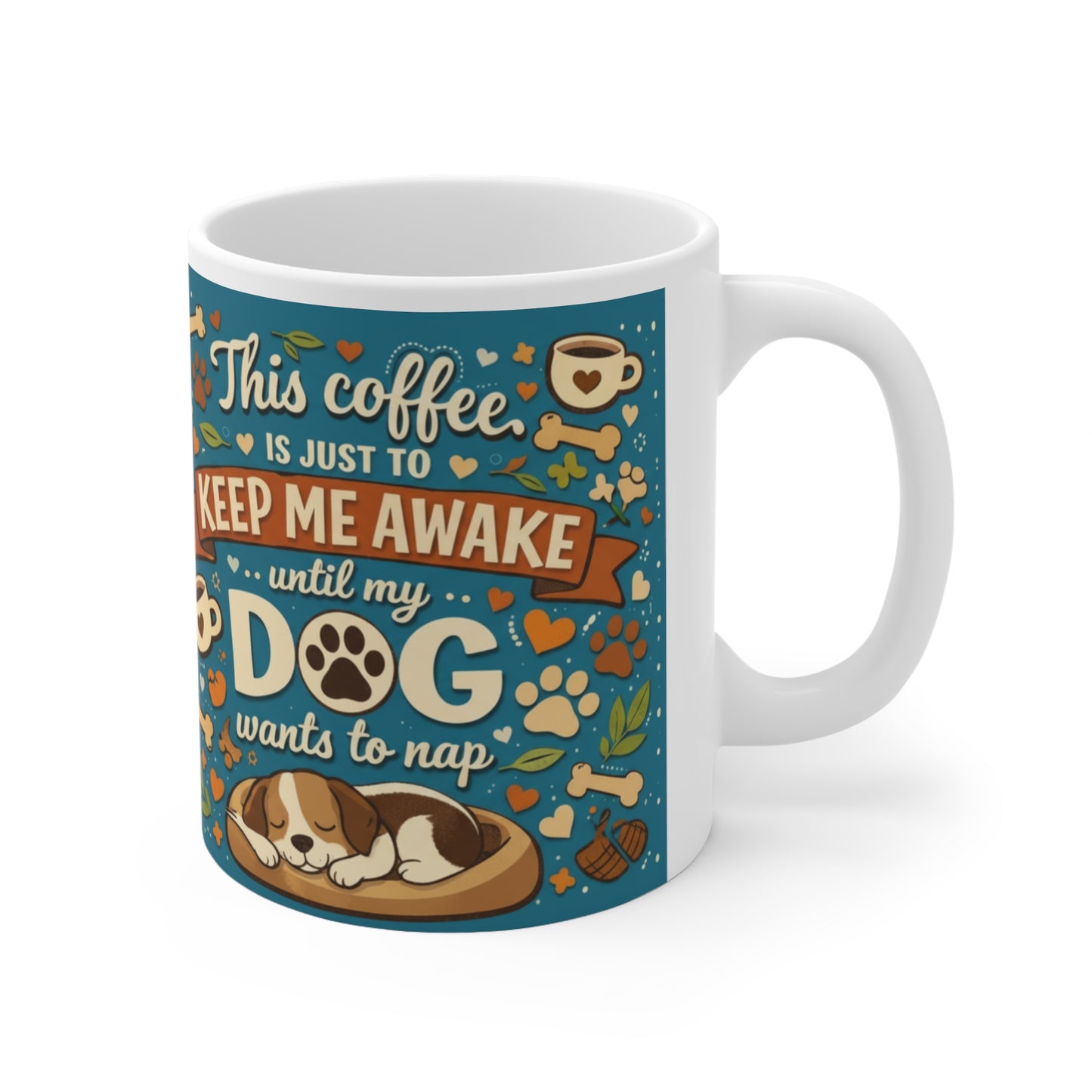 "Coffee & Dog Naps" Retro Mug – 70s Aesthetic Humorous Pet Lover Coffee Cup