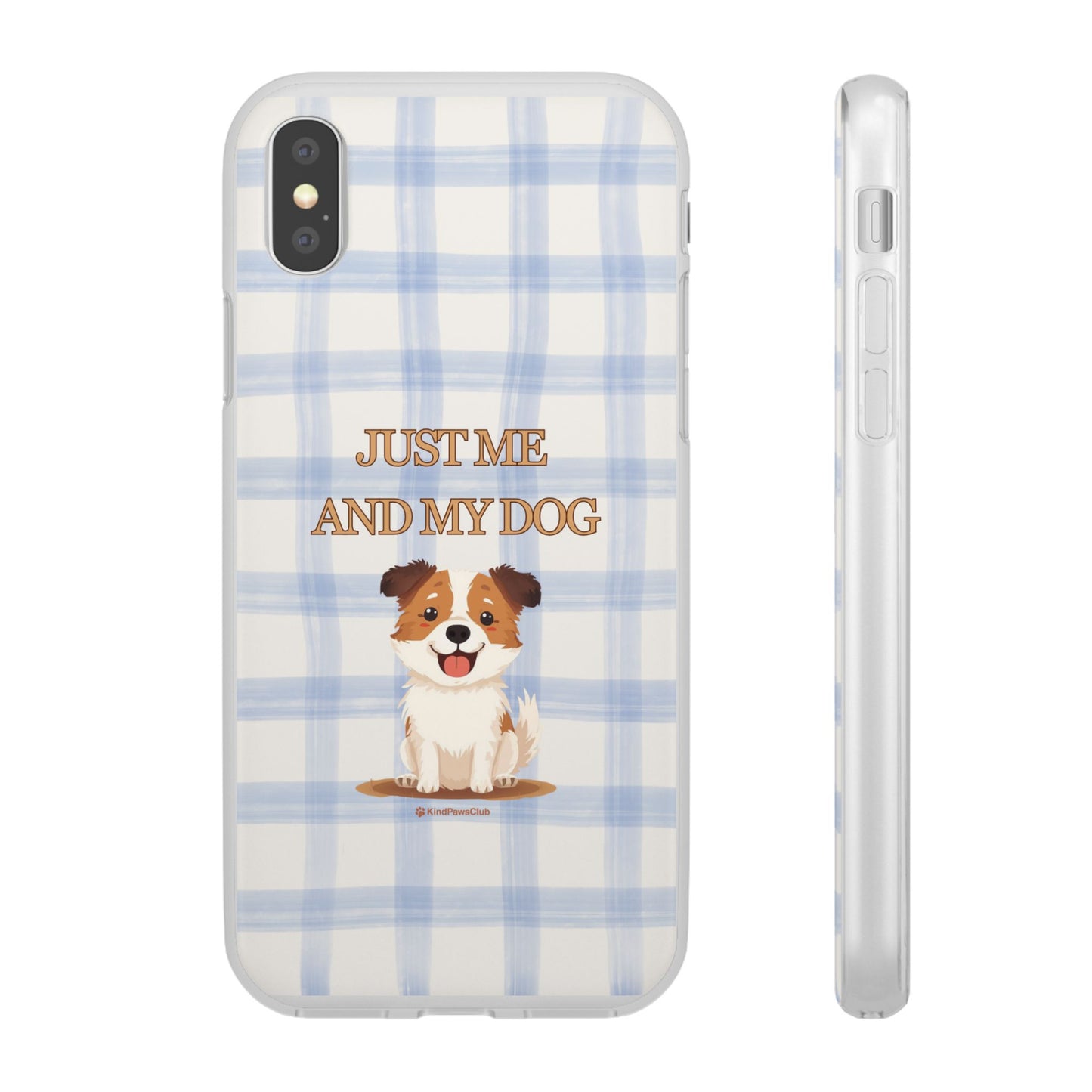 "Just Me and My Dog" iPhone Case – Retro 70s Blue Gingham Pet Wellness Phone Cover