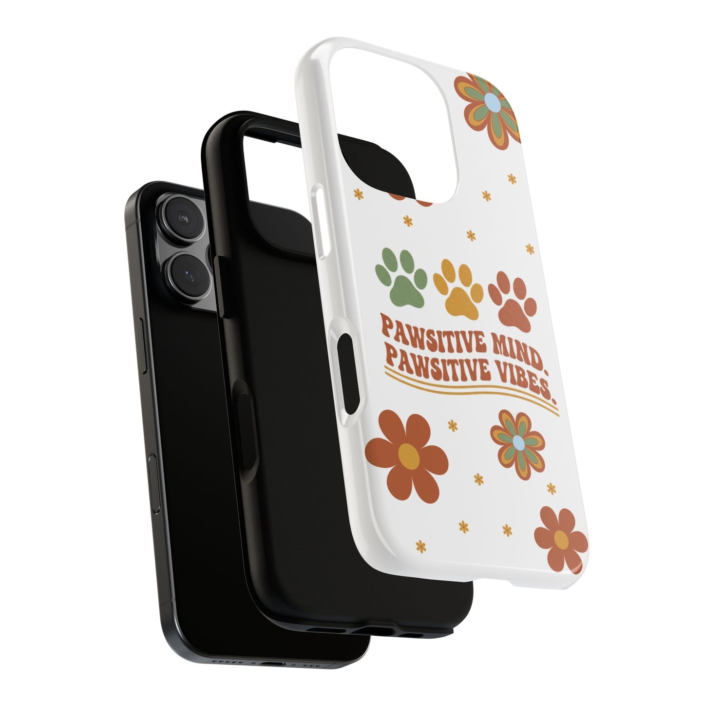 "Pawsitive Mind, Pawsitive Vibes" Retro 70s Floral Phone Case – KindPawsClub Protective Tech Wear