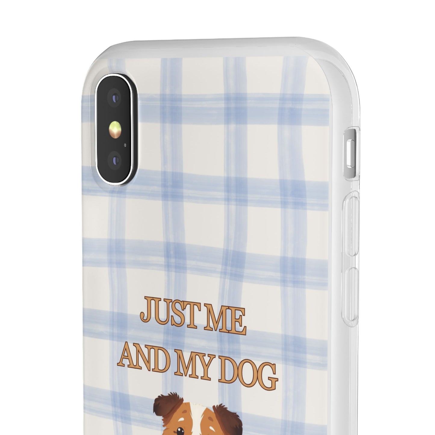 "Just Me and My Dog" iPhone Case – Retro 70s Blue Gingham Pet Wellness Phone Cover