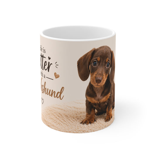 Dachshund Puppy Mug – Cute Sausage Dog Coffee Cup Gift | Dog Lover Aesthetic Ceramic Mug