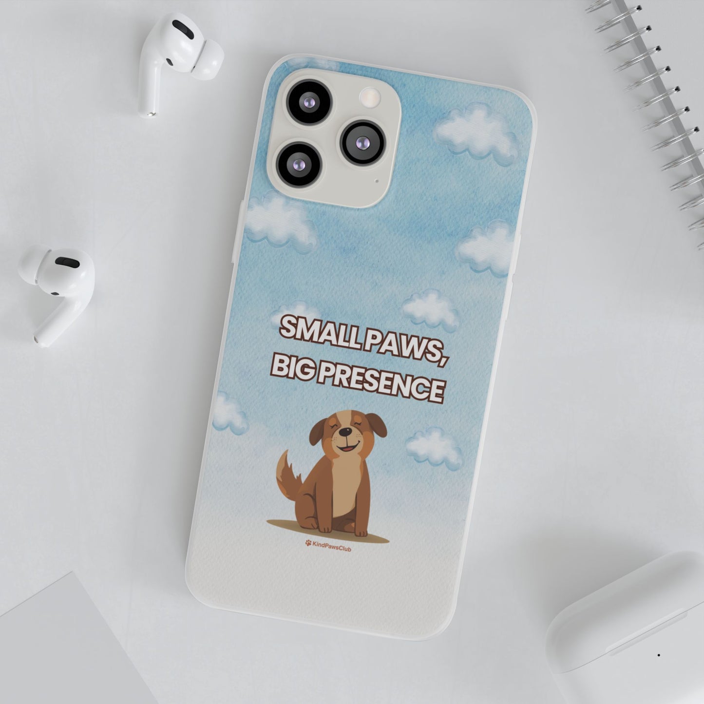 "Small Paws, Big Presence" iPhone Case – Whimsical Dog & Clouds Eco-Friendly Phone Cover